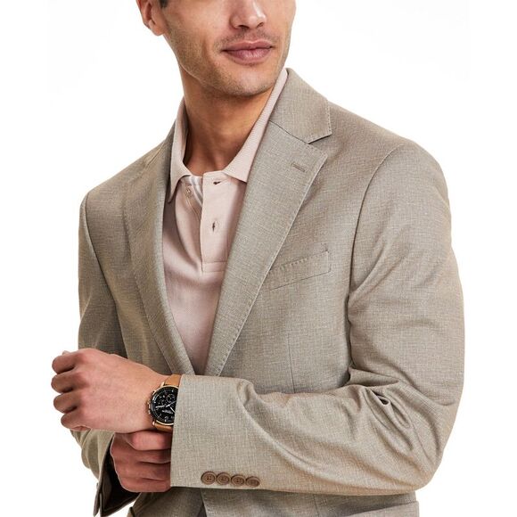 Calvin Klein Mens Slim-Fit Melange Sport Coat 40 Regular Tan Blazer - NWT $295